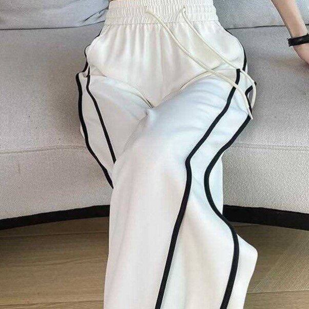 速干冰丝阔腿裤女夏薄款2025新款夏季直筒垂感休闲跑步运动长裤