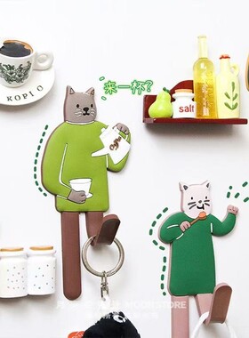 猫咪冰箱贴挂钩多功能收纳小挂钩