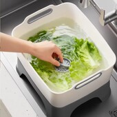 防弯腰沥水篮洗菜盆免弯腰加高双层大号厨房菜篮家用碗筷水果篮子