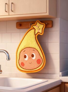 星星人擦手毛巾挂式可爱高颜值擦手布家用厨房超强吸水加厚擦手帕