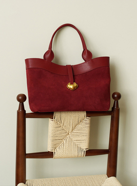托特包红色包包麂皮新中式手提包大容量复古结婚包女新娘国风包包