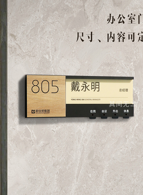 其间无二 办公室门牌定制高级感人员去向牌定做会议室门牌标识牌