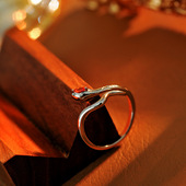 花迹银色小蛇戒指女精致简约冷淡风开口食指戒2025蛇年本命年指环