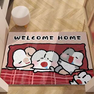 诺比小兔ins风丝圈地垫入户门防滑脚垫子新款玄关门口耐脏换鞋