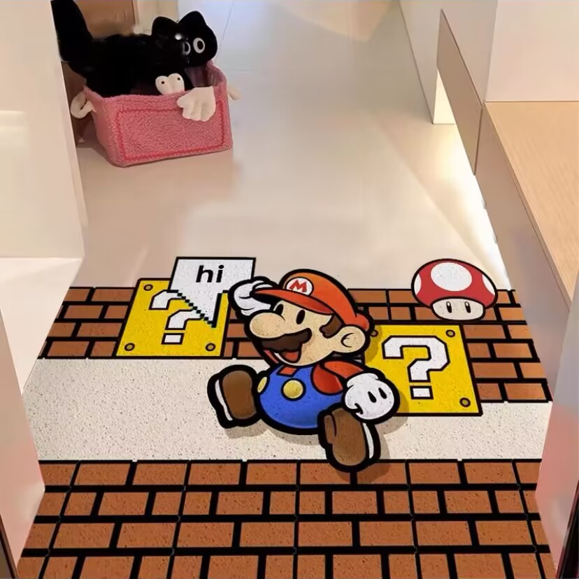 经典马里奥丝圈入户地垫卡通进门玄关脚垫刮泥蹭土门垫超防滑可裁,居家布艺,入户地垫,淘宝优惠券,粉丝福利购,淘宝优惠卷