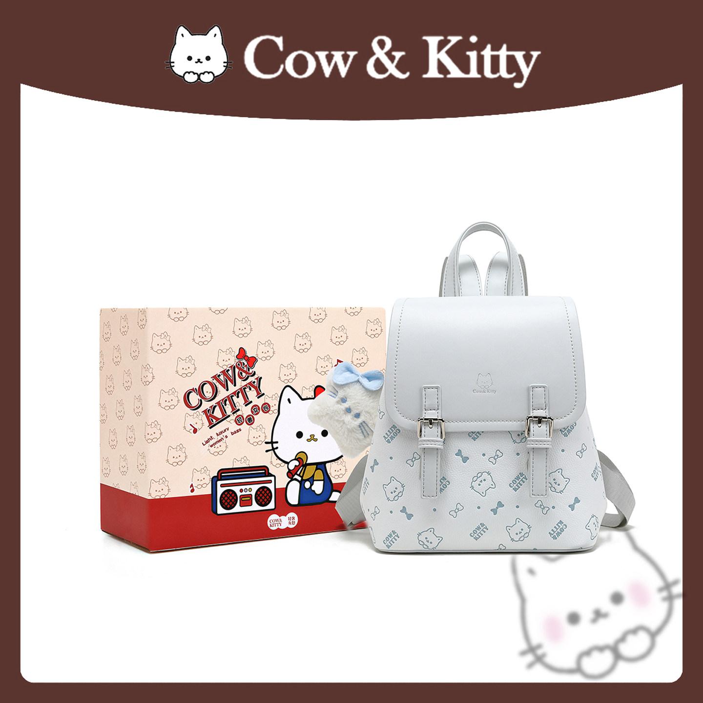官方正品CowKitty女双肩包2026新款卡通粉色小众设计轻便双肩背包
