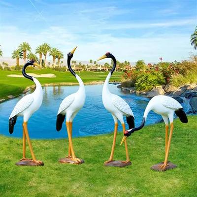 仿真仙鹤雕塑丹顶鹤摆件玻璃钢中式庭院花园假山水池园林景观装饰