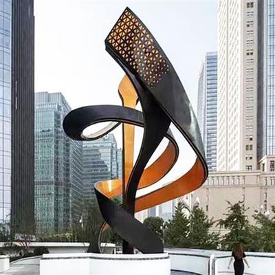 大型不锈钢飘带雕塑定制曲线艺术水景观广场丝带抽象金属造型摆件