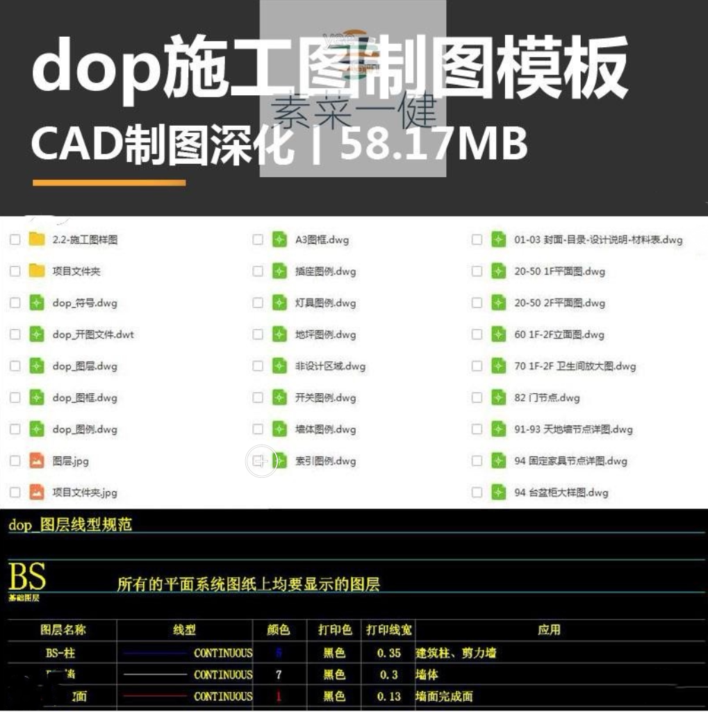 dop施工图标准制图模板丨cad制图深化丨36.54mb