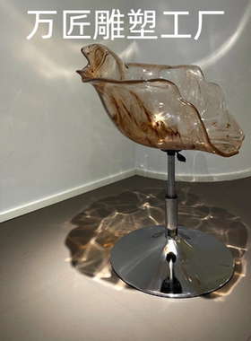 轻奢edra花瓣椅法式轻奢高级感北欧透明树脂可升降岛台椅酒吧餐厅