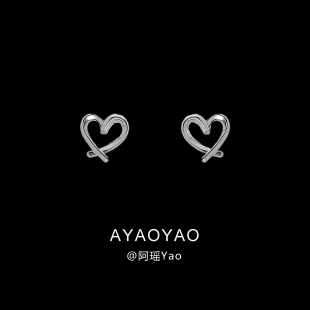 阿瑶镂空爱心蚊香盘耳夹女简约时尚通勤气质无耳洞耳环百搭甜美风