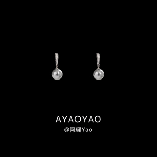 阿瑶真多麻灰色珍珠耳环女无耳洞蚊香盘耳夹高级轻奢优雅休闲耳饰