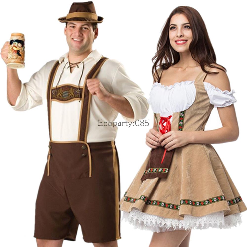 Woman Dirndl Dress Oktoberfest Costume men Lederhosen