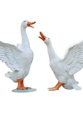 户外鸭子摆件玻璃钢大型仿真动物家禽模型番鸭麻鸭雕塑店门口装饰