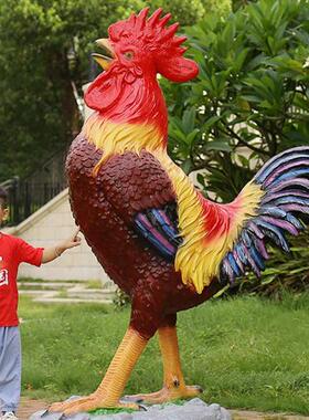玻璃纤维母鸡模型夜光动物雕塑酒店入口庭院装饰