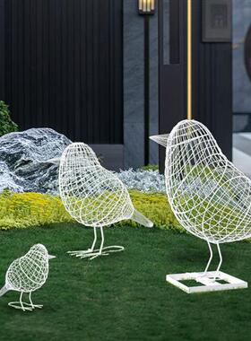 不锈钢镂空小鸟雕塑小区公园商场大门幼儿园铁艺喜鹊动物摆件装饰