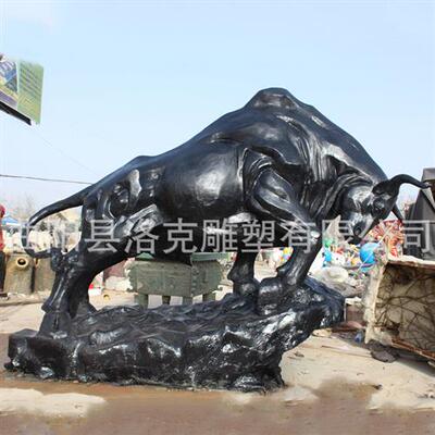 玻璃钢雕塑大型华尔街开荒牛雕塑仿真仿铜草地拓荒牛雕塑景观摆件
