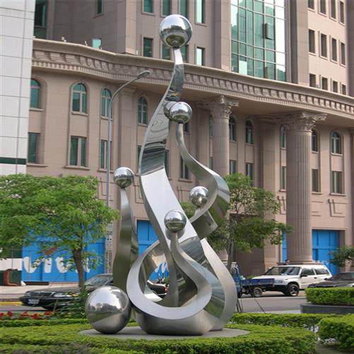 不锈钢玻璃钢彩绘镜面拉丝块面雕塑大型金属校园广场建筑异形雕像