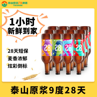 12瓶可门店配送 泰山原浆啤酒9度28天新鲜啤酒全麦酿造整箱450ml