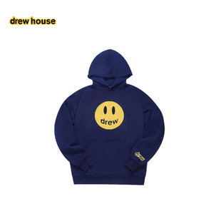 drew house mascot笑脸连帽卫衣海军蓝纯棉连帽衫男女同款