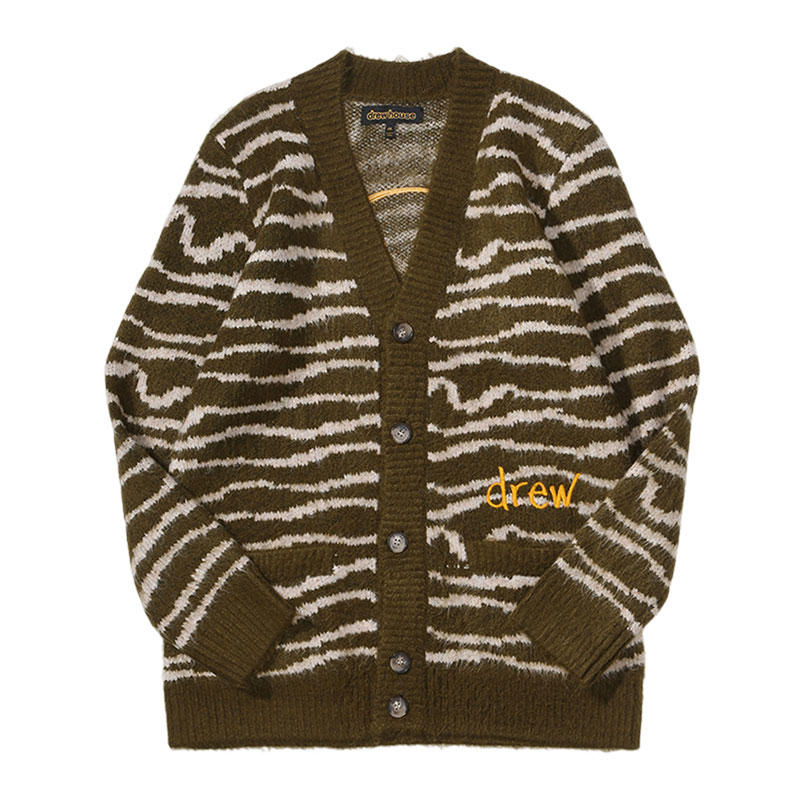 drewhouse笑脸V领开襟毛衣