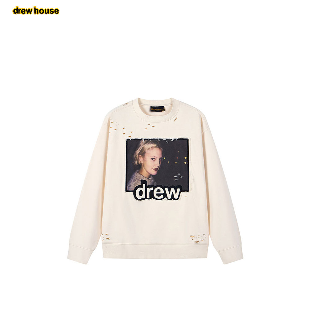 drewhouse人像圆领破洞卫衣