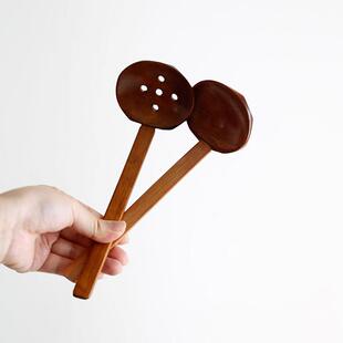 拉面勺长柄勺火锅麻辣烫寿喜锅捞勺龟背 和风竹制手工汤勺漏勺日式
