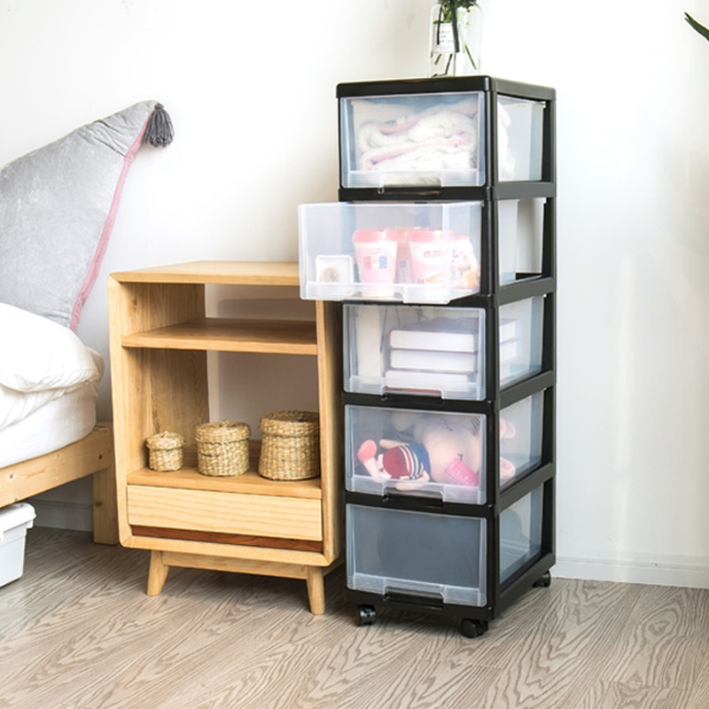 带轮可移动收纳柜免安装客厅日式简约收纳箱抽屉式夹缝储物柜多层
