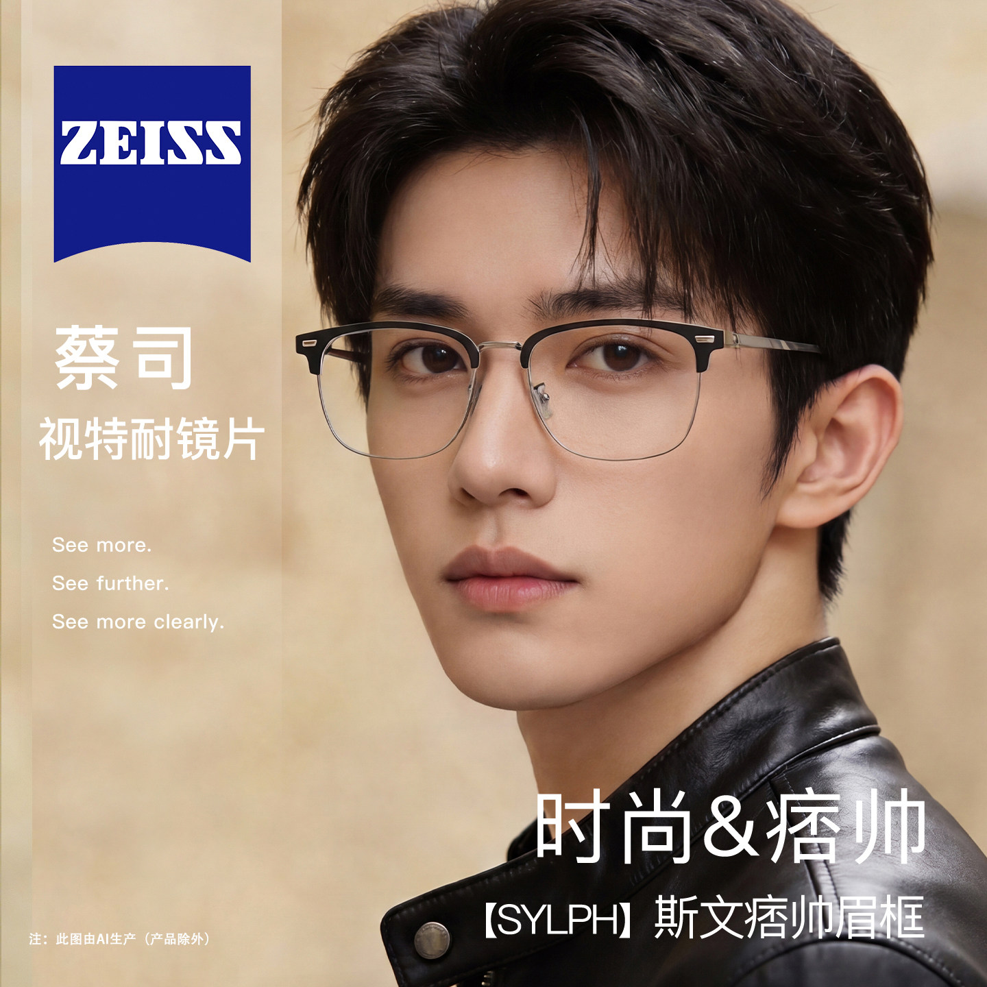 超轻纯钛半框磁吸眼镜男款近视眼镜偏光可配度数防蓝光变色镜框架