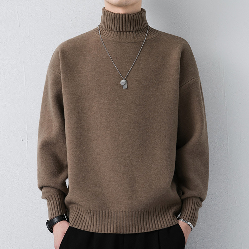 SEMIR GROUP 솔리드 컬러 스웨터 남성 기본 전 경기 겨울 바닥 셔츠 트렌디 한 잘 생긴 하이 칼라 두꺼운 따뜻한 스웨터