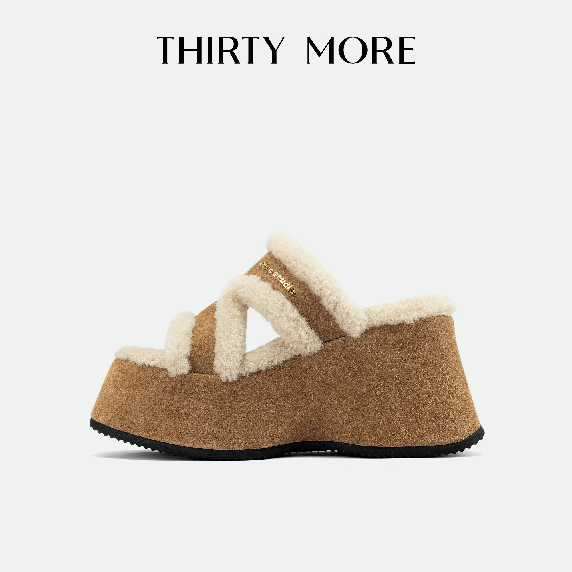 【雪屋精灵】Thirty More羊羔毛拖鞋女2025秋冬新款增高气质女鞋