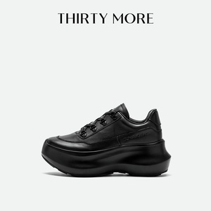 Thirty More板鞋女2025秋冬新款牛皮革百搭厚底休闲鞋增高运动鞋