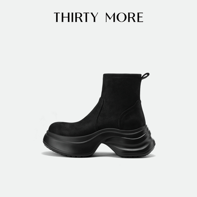 【城市冒险】Thirty More复古短靴女2025秋冬新款弹力瘦瘦时装靴