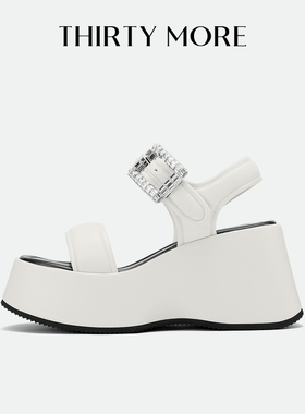 Thirty More厚底凉鞋女2026夏季新款外穿百搭增高女鞋露趾沙滩鞋