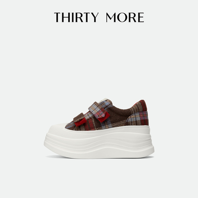 【复古潮流】Thirty More新年红时尚休闲鞋2026春季新款格纹板鞋