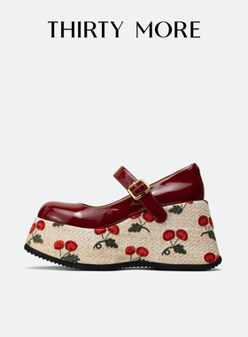 【甜心玛丽】Thirty More新年红刺绣单鞋26春新款厚底玛丽珍女鞋