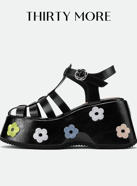 【时髦少女】Thirty More镂空罗马凉鞋2026夏季新款外穿厚底凉鞋
