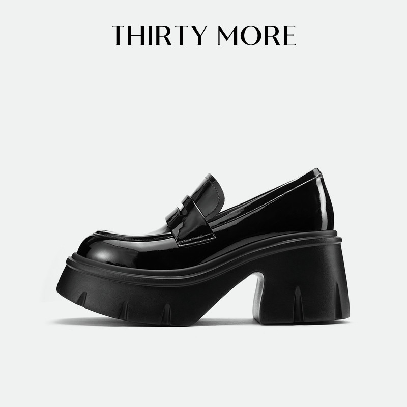 【漫步巴黎】Thirty More厚底乐福鞋女2026春季新款复古黑色皮鞋,女鞋,乐福鞋（豆豆鞋）,淘宝优惠券,粉丝福利购,淘宝优惠卷