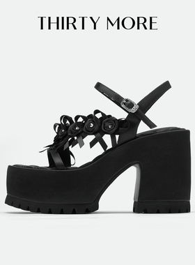 Thirty More粗跟凉鞋女2026夏季新款百搭露趾休闲高跟鞋外穿女鞋