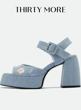 【夏日物语】Thirty More粗跟玛丽珍鞋女2026夏新款露趾百搭凉鞋