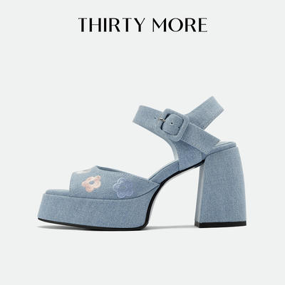 【夏日物语】Thirty More粗跟玛丽珍鞋女2026夏新款露趾百搭凉鞋