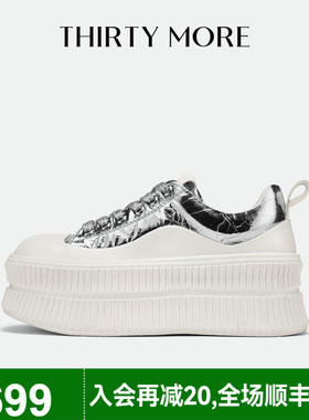 【赛博美学】Thirty More厚底休闲鞋2026春季新款新年红色老爹鞋