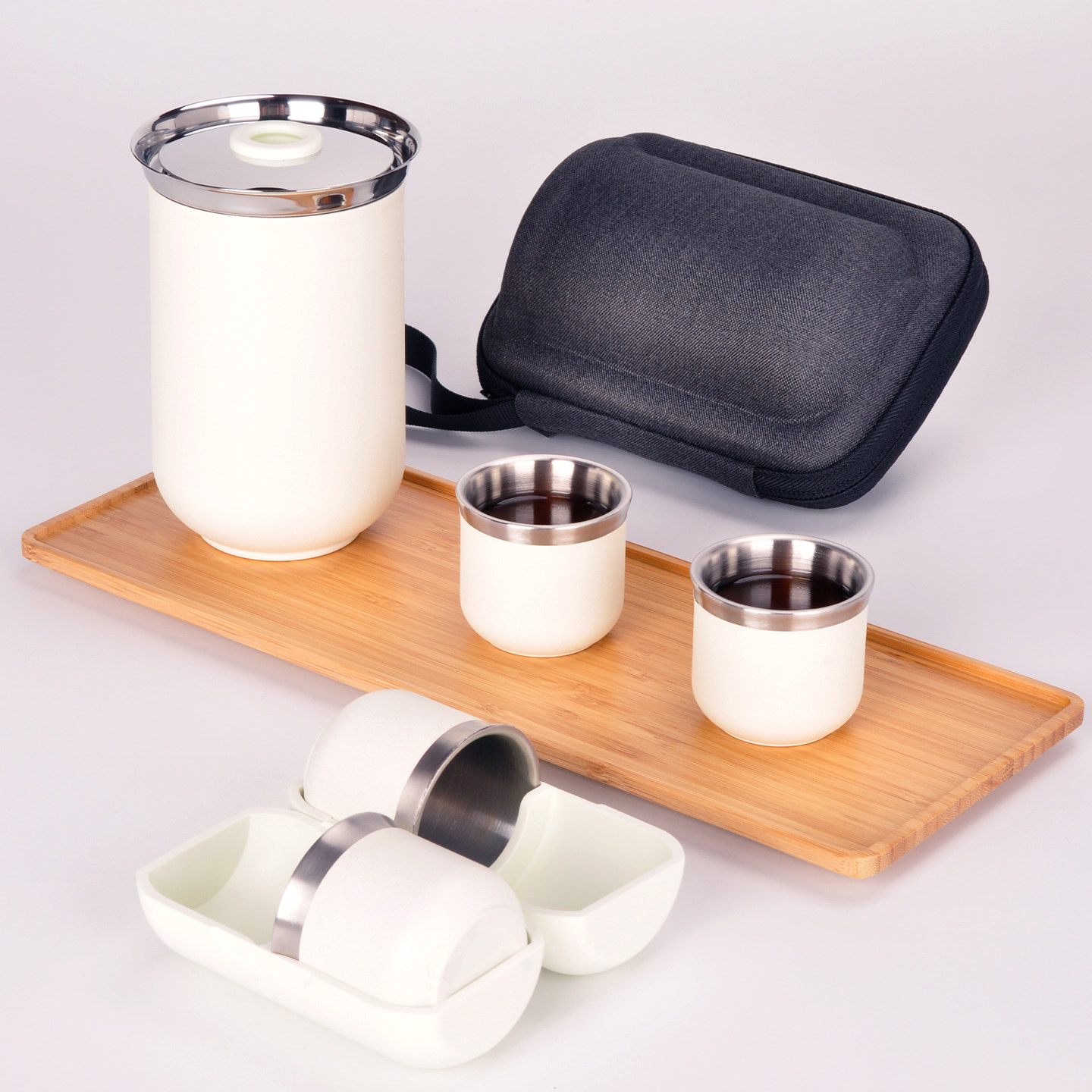 一人饮泡茶随身收纳户外旅行茶具套装旅游快客杯可携式露营泡茶杯