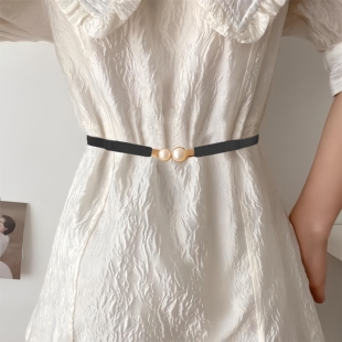 珍珠对扣裙子外套上配的新款腰带女简约百搭潮配连衣裙松紧细腰封