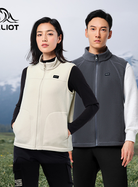 伯希和户外抓绒衣马甲女冬季摇粒绒保暖背心男加绒冲锋衣内胆上衣