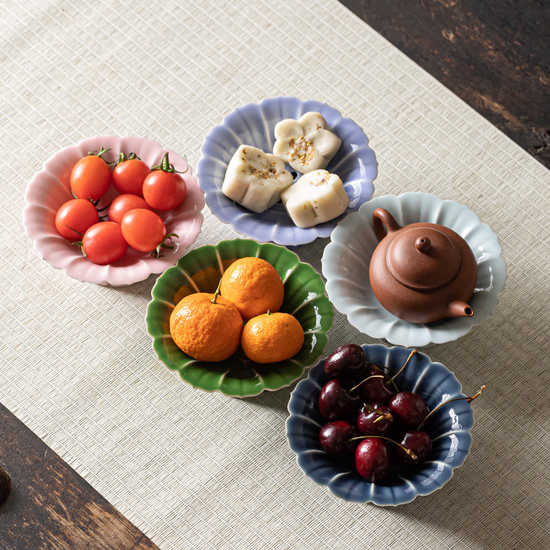 陶瓷小号精致沥水高脚果盘家用中式茶点盘复古围炉煮茶点心零食盘,餐饮具,果盆/果盘/果篮,淘宝优惠券,粉丝福利购,淘宝优惠卷