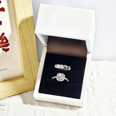 正品莫桑钻钻戒纯银情侣对戒一克拉七夕情人节结婚订婚求婚戒指仿