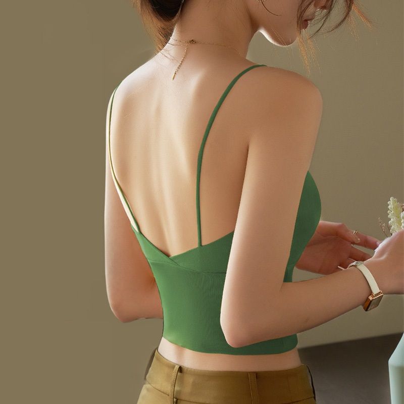 带胸垫瑜伽服小吊带背心女外穿夏美背运动内搭打底短款露脐上衣