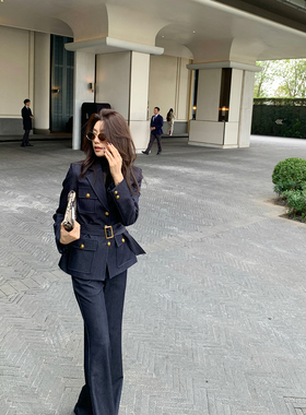 龍喜儿 春季港风棉牛仔套装女复古高级感丹宁牛仔两件套Y617