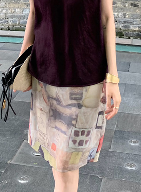 龍喜儿 “loo%桑蚕丝”真丝半身裙女设计感提花显瘦时髦短裙N271